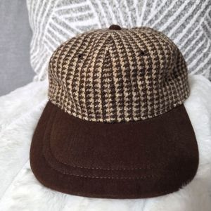 Vtg YounganTweed‎ Houndstooth Wool Baseball Cap